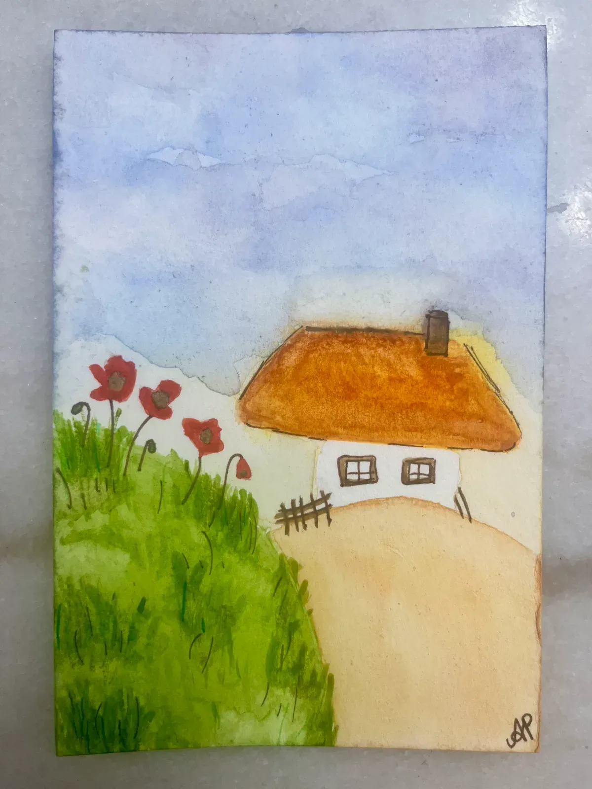 nature scene + little cottage