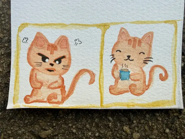Cat needs coffee