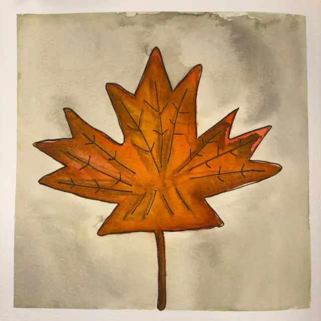 Wonky Orange Maple Leaf