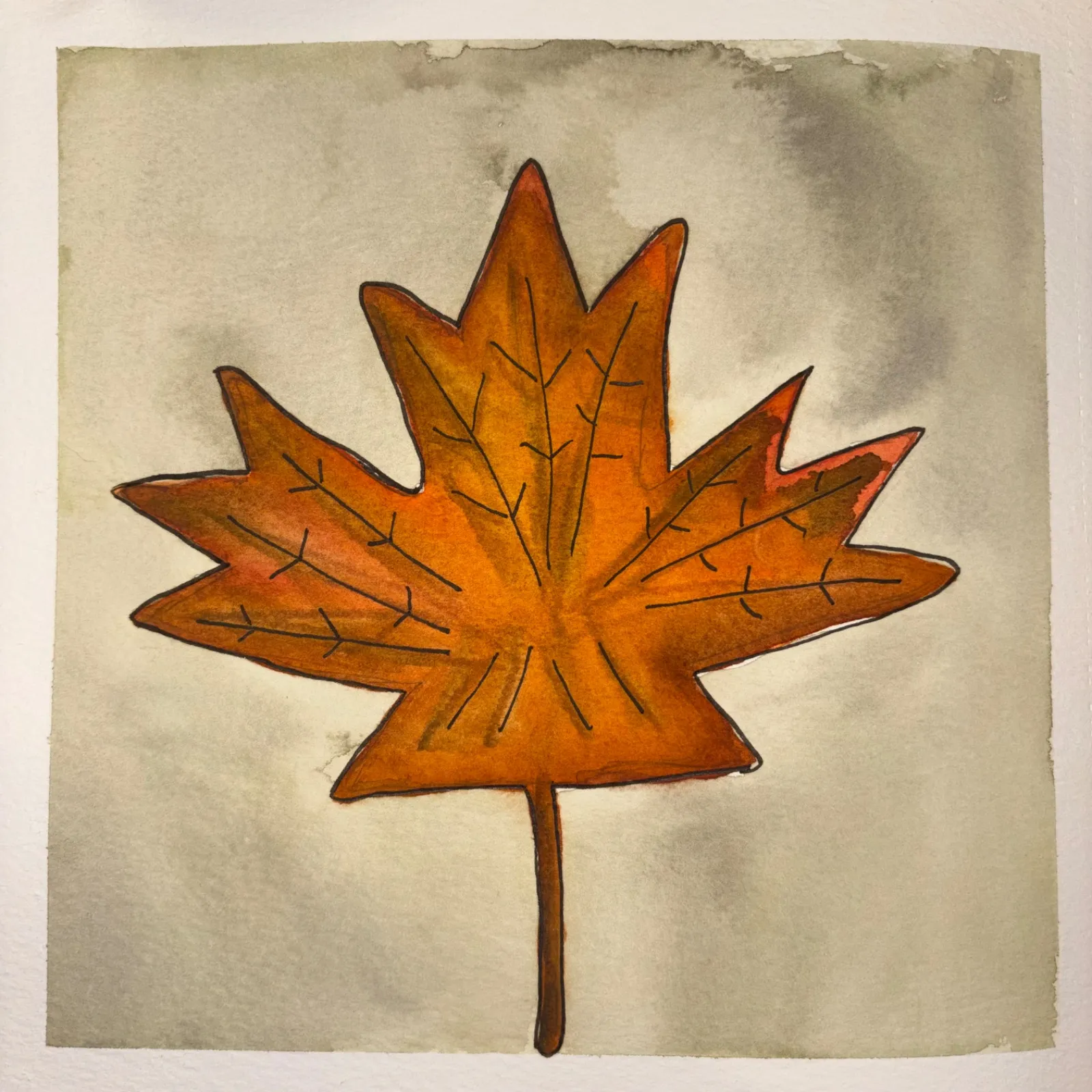 Wonky Orange Maple Leaf