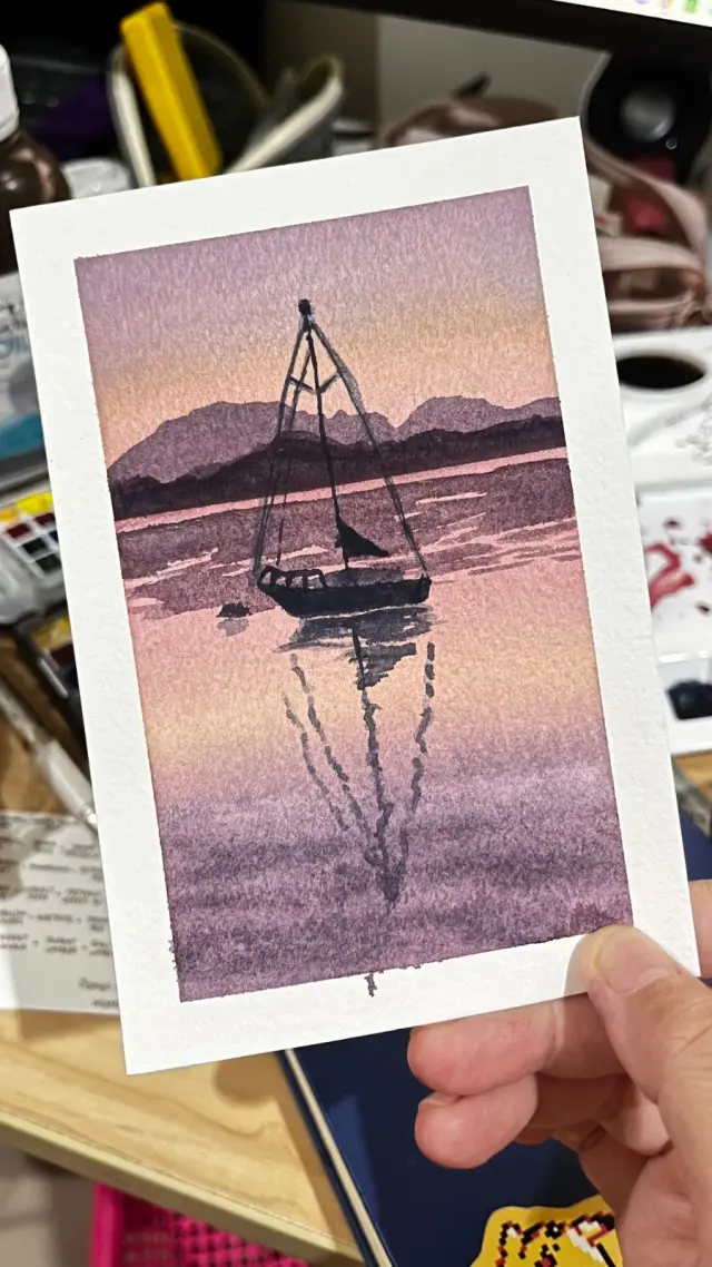 sunset on a boat