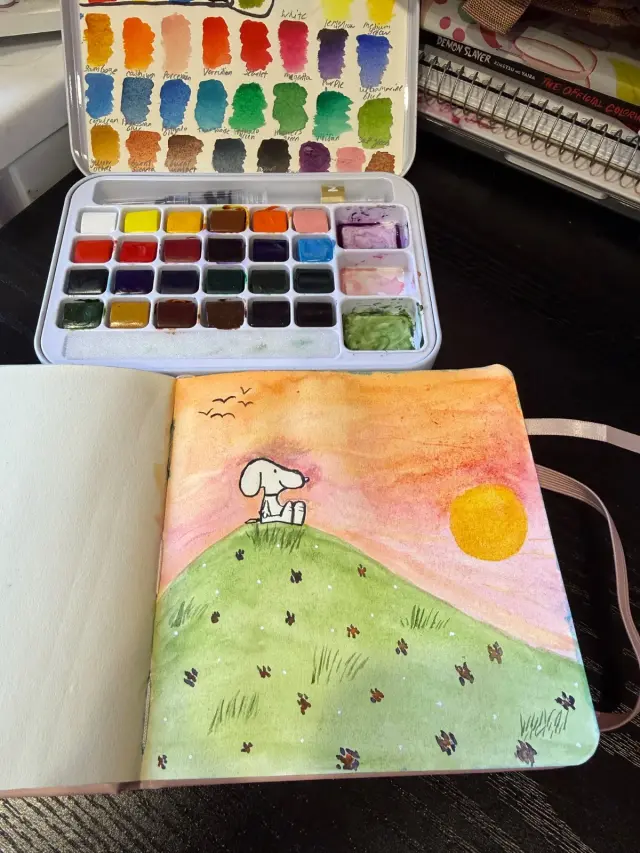Snoopy watching the sunset