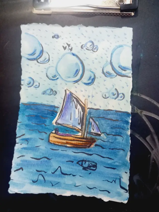 A boat in a sea
