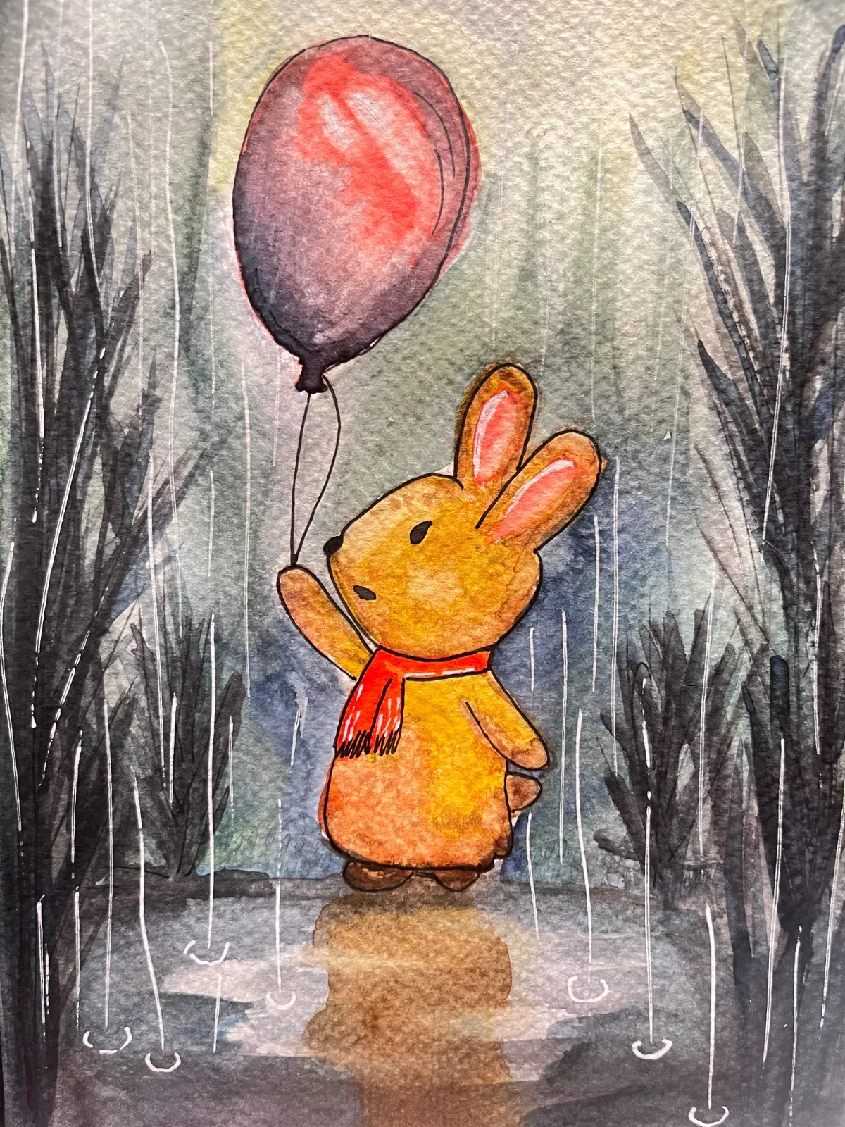 Bunny in the rain ๐ฐ๐ง๏ธ