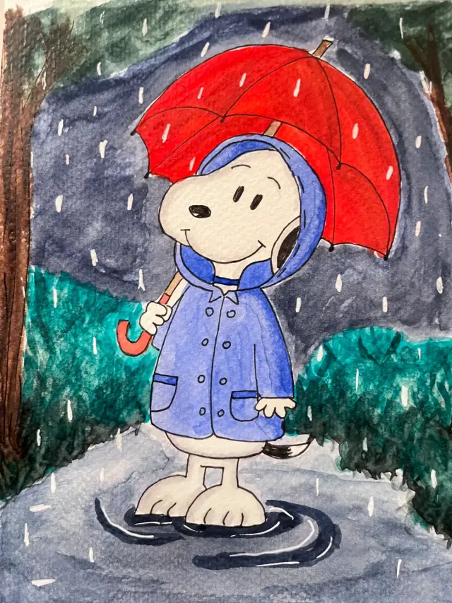 Snoopy in the rain. ☔🐶