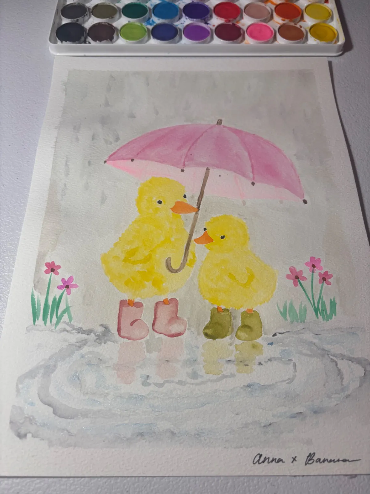 Chicks in the rain