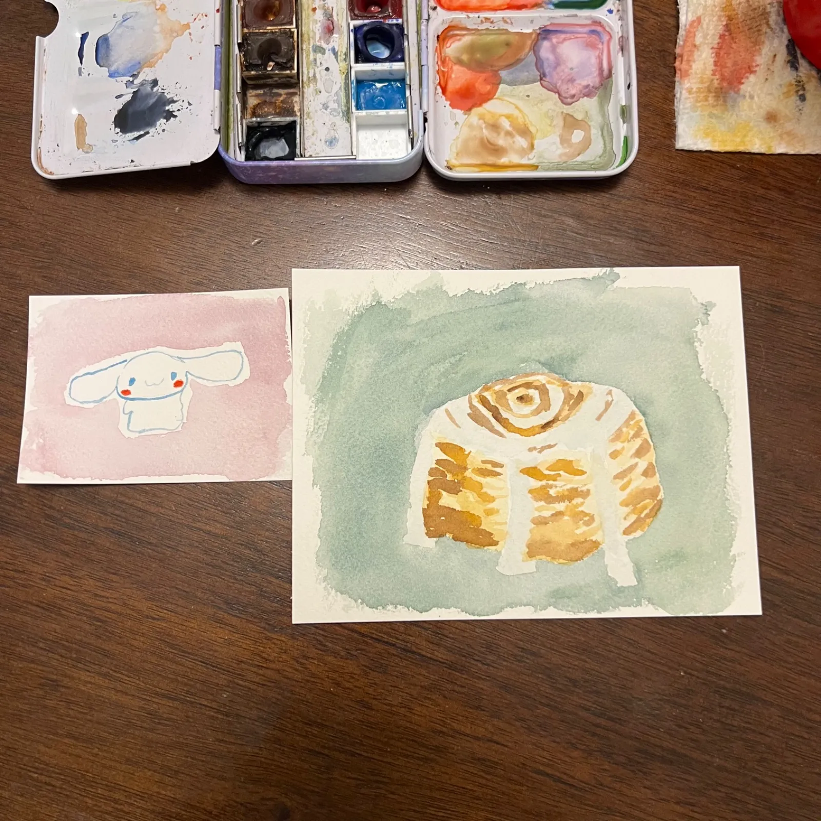 two cinnamon rolls