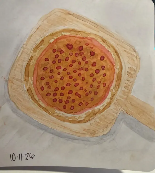 Hot fresh out the oven pepperoni